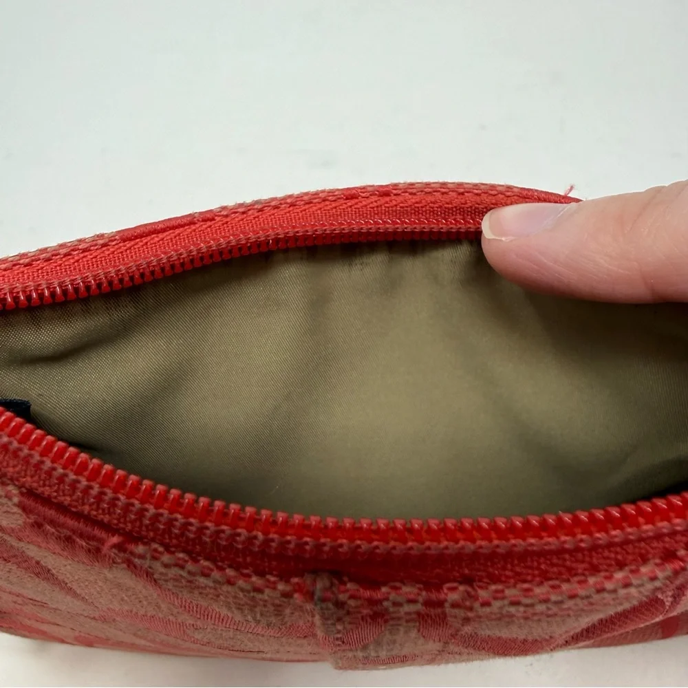Coach Y2K Signature C Red Logo Canvas Wristlet with Red Leather Trim